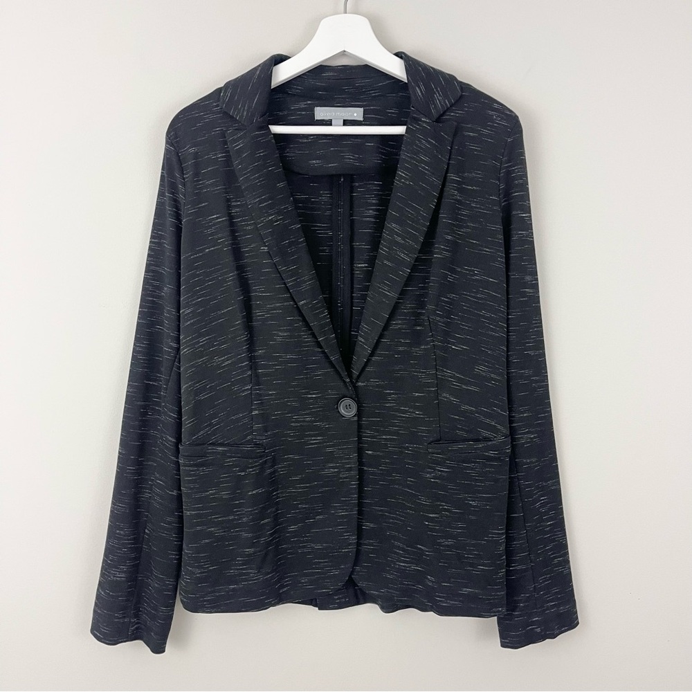 NEW Olivia Moon Ponte Knit Heather Gray Single Button Blazer Jacket